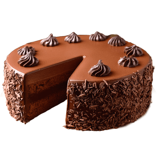 Triple chocolat: Génoise au chocolat, mousse au chocolat, copeaux de chocolat.